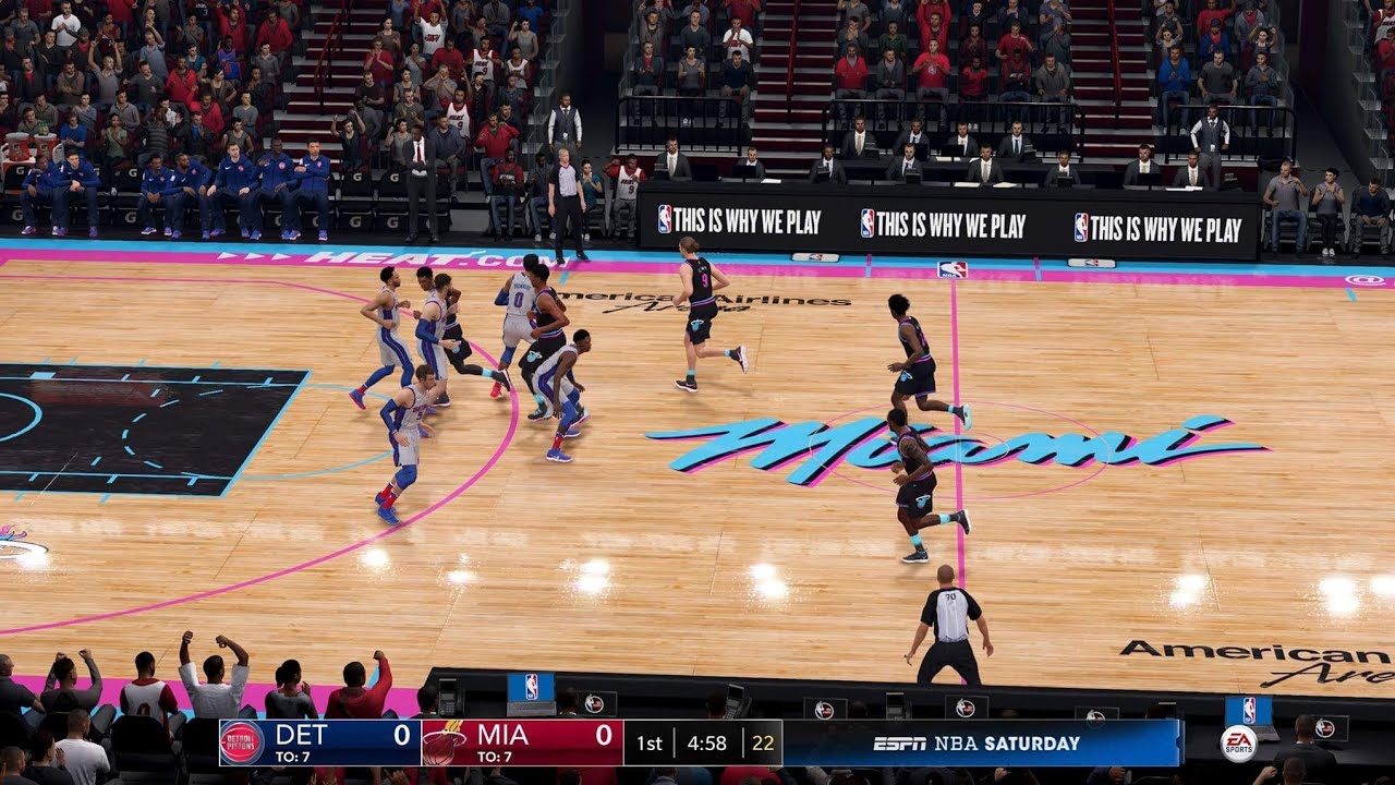 NBA LIVE 19 New Patch 1.21! Detroit Pistons vs Miami Heat - CPU SIM PS4 PRO - HD