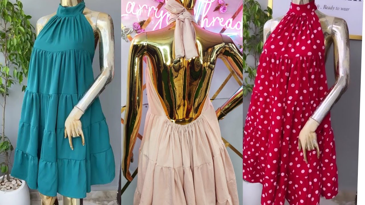 How to make a BACKLESS HALTERNECK TIERED Dress