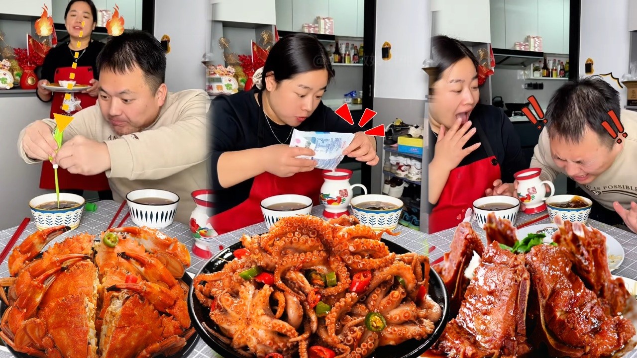 蠢老公当场在老婆汤里加料被抓包，还敢顶风作案加芥末和食盐？不料老婆换给自己，猝不及防被整蛊最后辣哭到怀疑人生！结局笑疯！