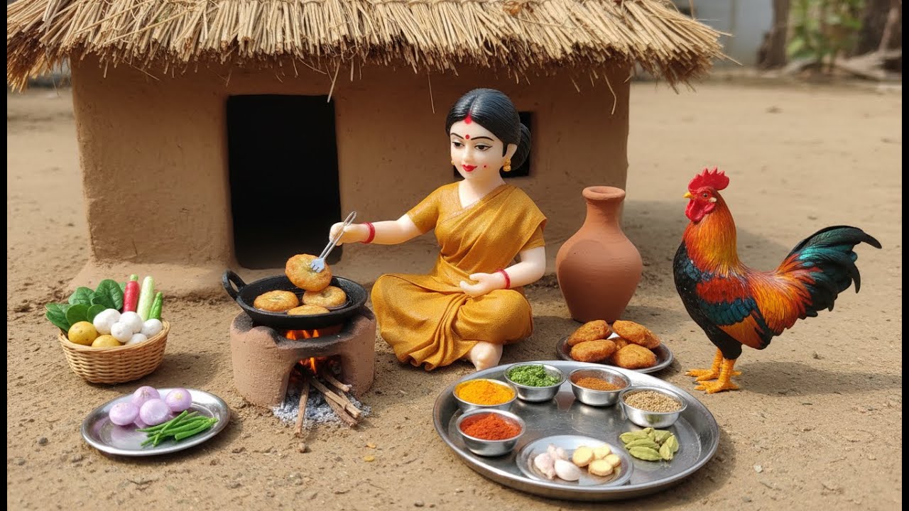 Miniature Doll Chicken Biryani Cooking | Tiny Indian Toy | Miniature Village Life ASMR