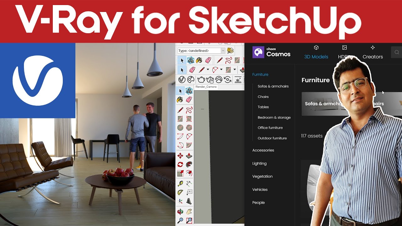 VRay 5 for Sketchup, Chaos Cosmos, Vray Update 5.1 Realistic Lighting in Vray for Sketchup License