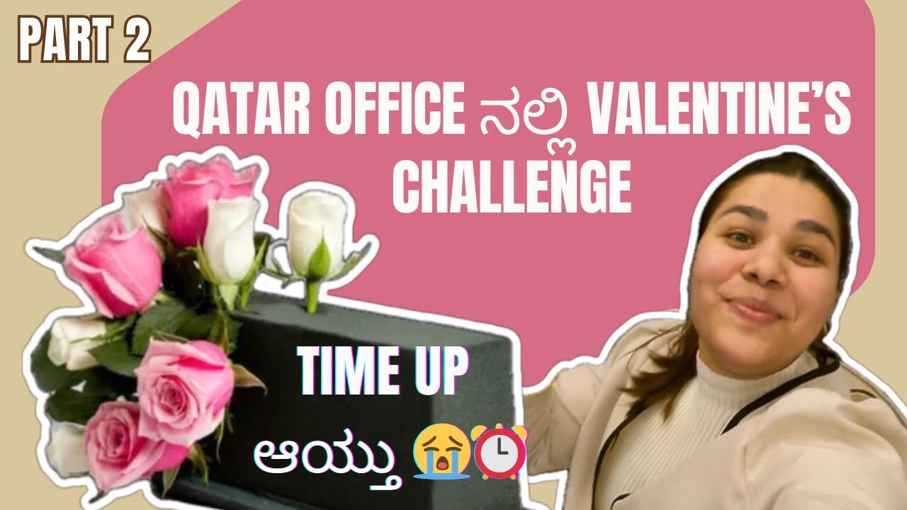 Valentine’s Day Office Event in Qatar 🇶🇦 | Cake & Flower Decoration Challenge | Kannada Vlog