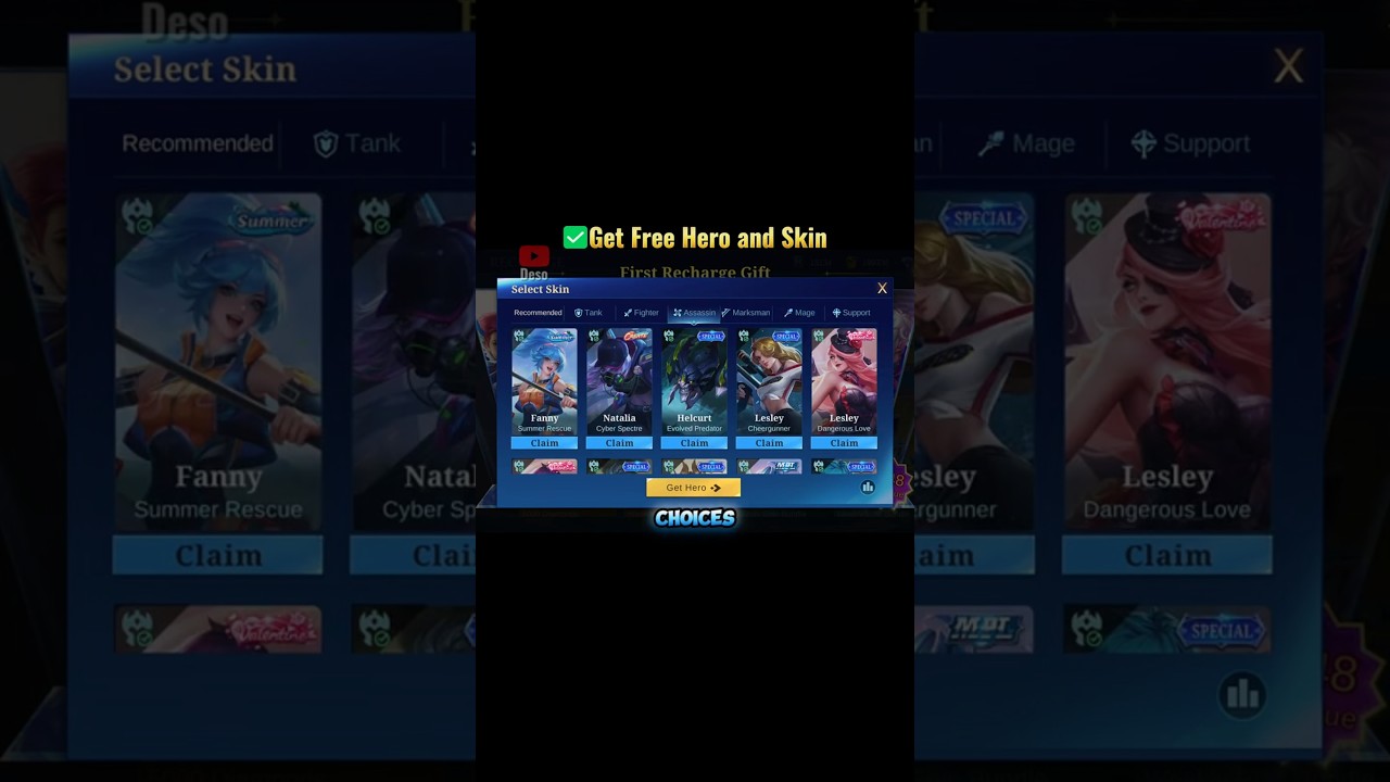 ✅ Get a free hero and skin with any amount of diamonds!