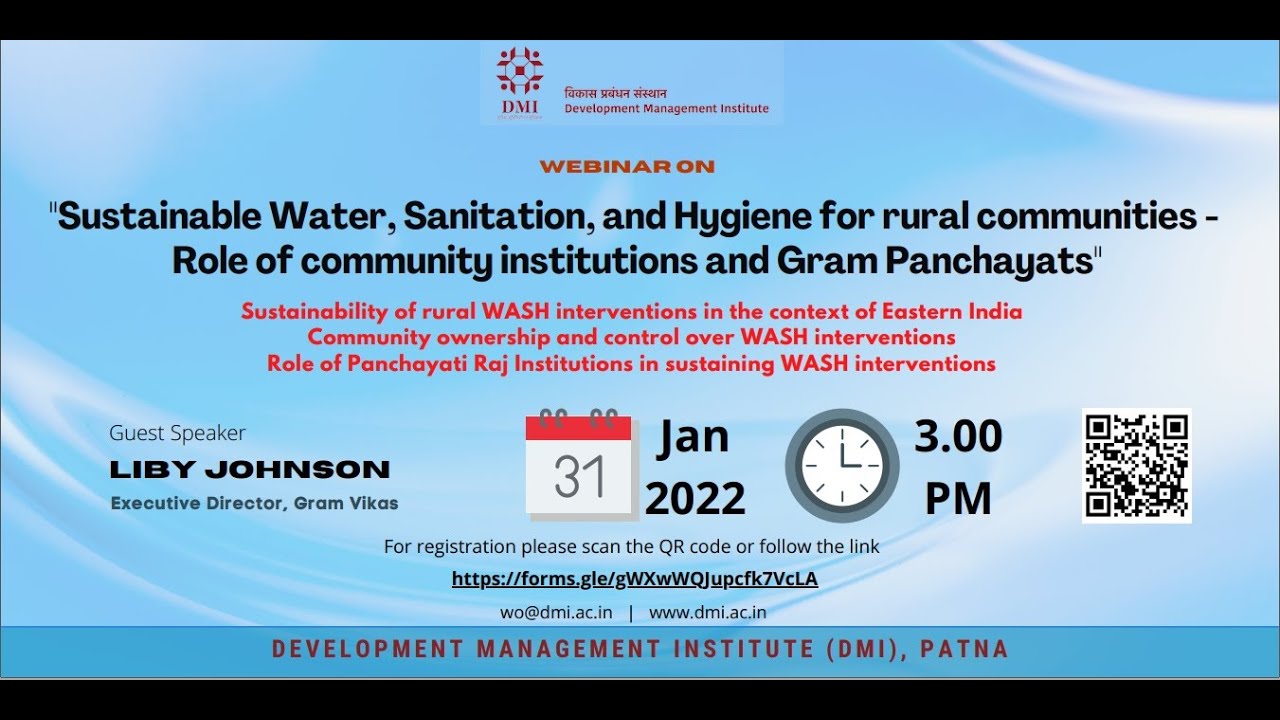 Webinar on Sustainable Water, Sanitation and Hygiene for rural communities, Speaker-Mr Liby Johnson