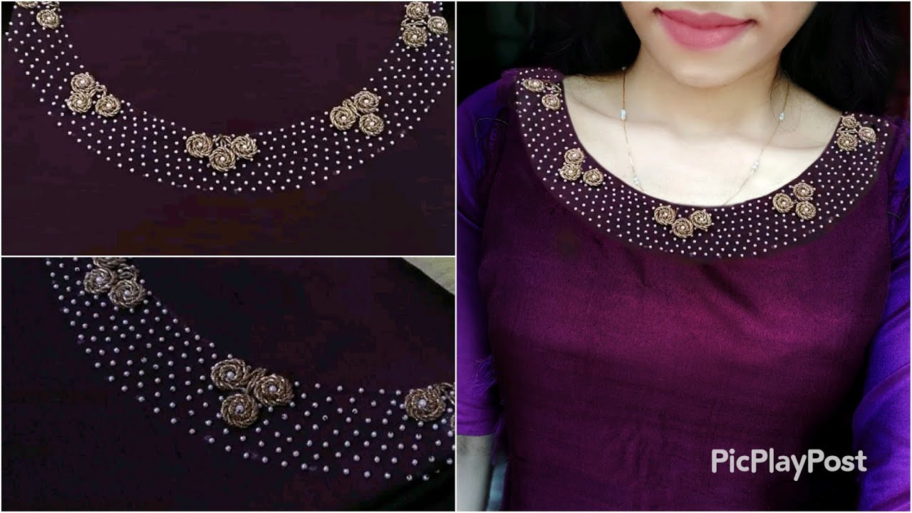 Plain kurti ഉണ്ടെങ്കില്‍ ഉറപ്പായും ചെയത് നോക്കൂ|Hand embroidery neck design|passion in fashion