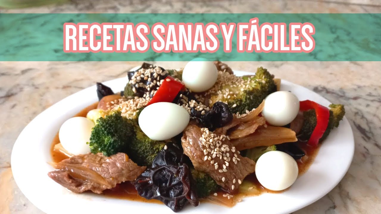 Lomo con hongos chinos y brócoli. Rápido, fácil y saludable. Nivel principiante