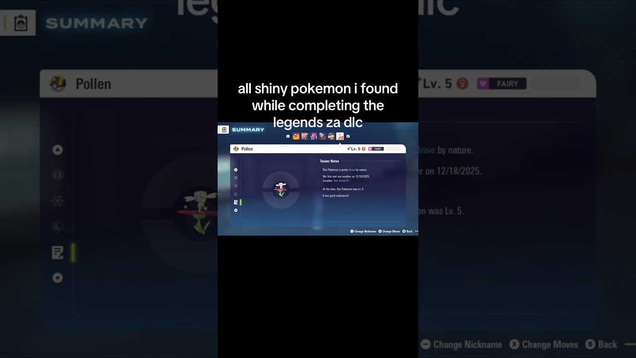 all shiny pokemon i found while completing the legends za dlc