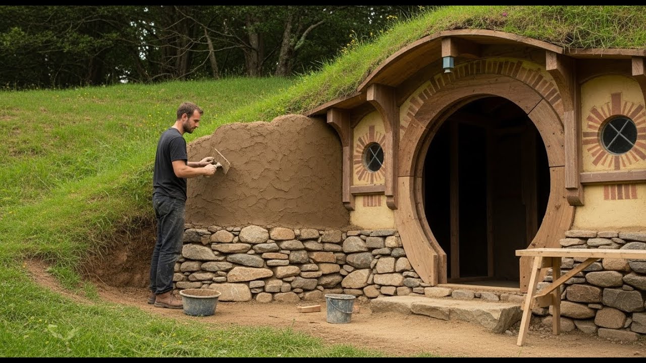 Arranging the Dugout Interior – Handmade Furniture, Bed, and Fire Pit for Survival Living