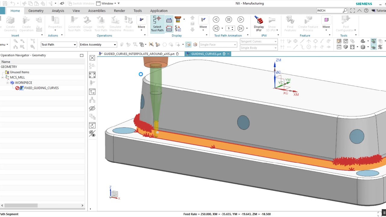 1- NX CAM Guiding Curves ile 3 Eksen operasyon oluşturma ve Tilt/Retract ile 5 Eksene çevirme