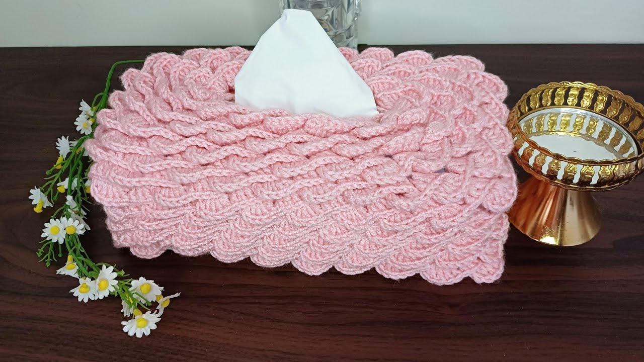 غطاء علبة المناديل الورقية بغرزة جد رائعة/crochet tissue box cover