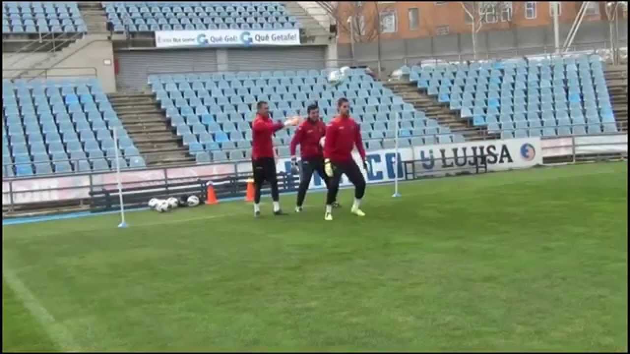Entrenamiento de porteros del Getafe CF con San Román, Codina y Moyá