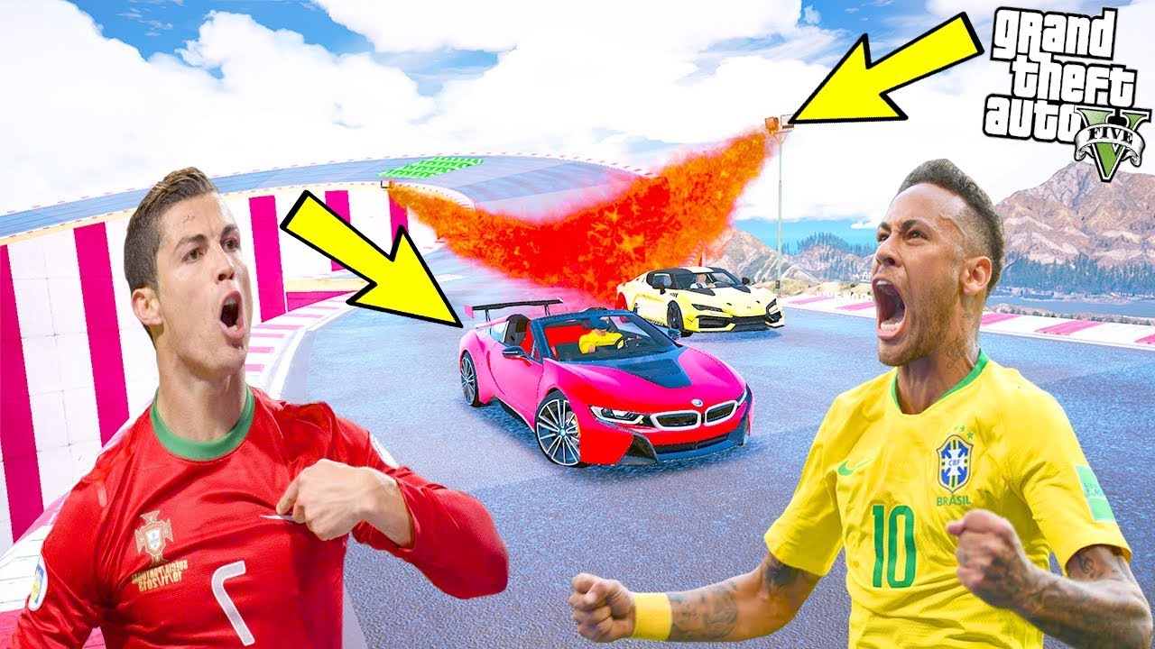 RONALDO VE NEYMAR SÜPER ARABALARLA ATEŞ PÜSKÜREN RAMPA PARKINDAN UÇUYOR! - GTA 5