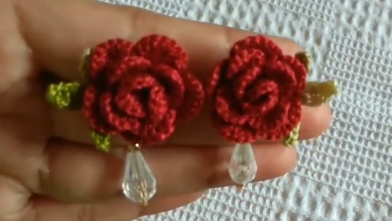 HOW TO MAKE CROCHET EARRINGS | ROSE EARRINGS