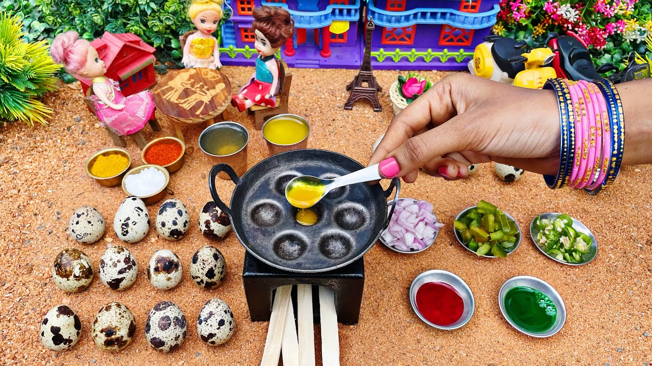 Miniature Multi Colour Muttai Paniyaram | Egg Paniyaram Recipe | Rainbow Egg Recipe | Egg Recipe 