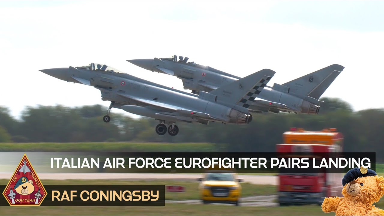 PRECISION PAIRS LANDING FIGHTER PILOT SKILLS ITALIAN AIR FORCE F2000A TYPHOON &bull; RAF CONIGNSBY