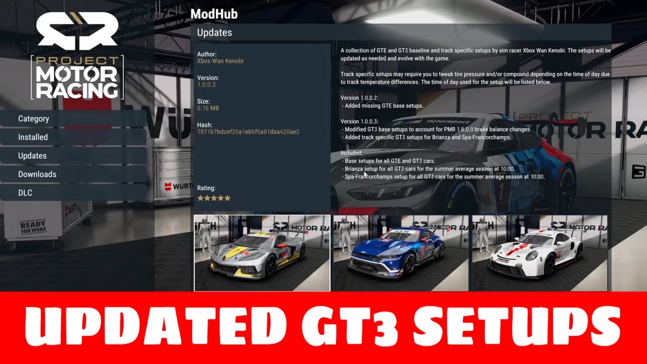 Updated GT3 Setups and My Brianza Top 5 (Project Motor Racing)