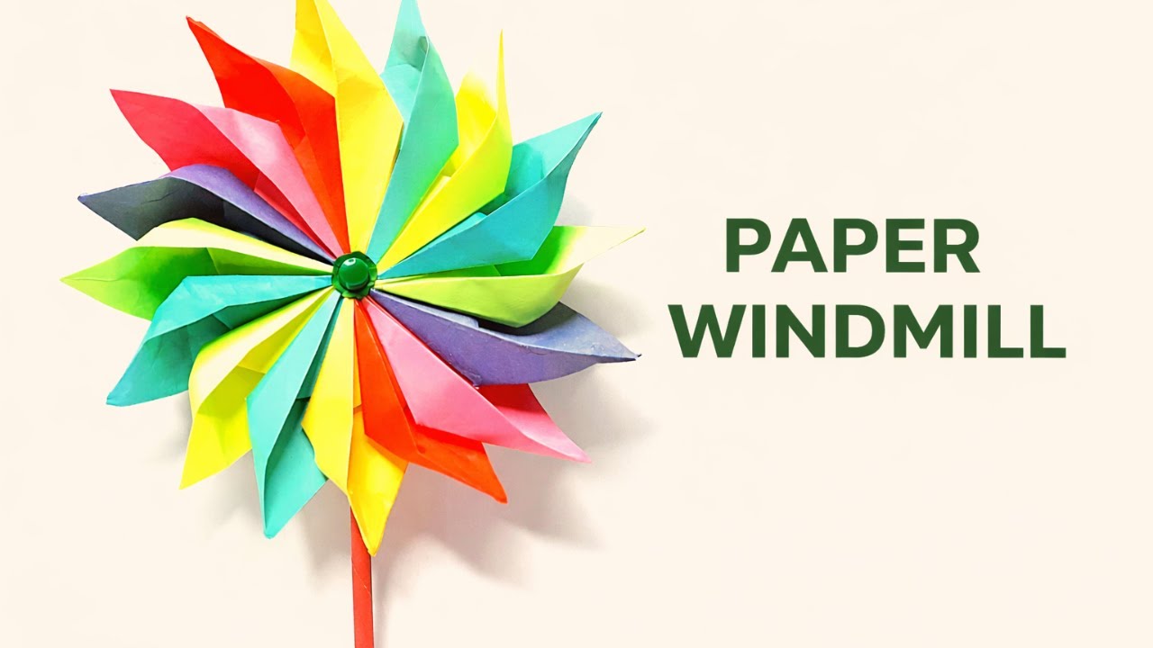 Origami Rainbow Windmill | Easy Colourful Paper Windmill for Kids@handsandhues#windmill #kids #diy