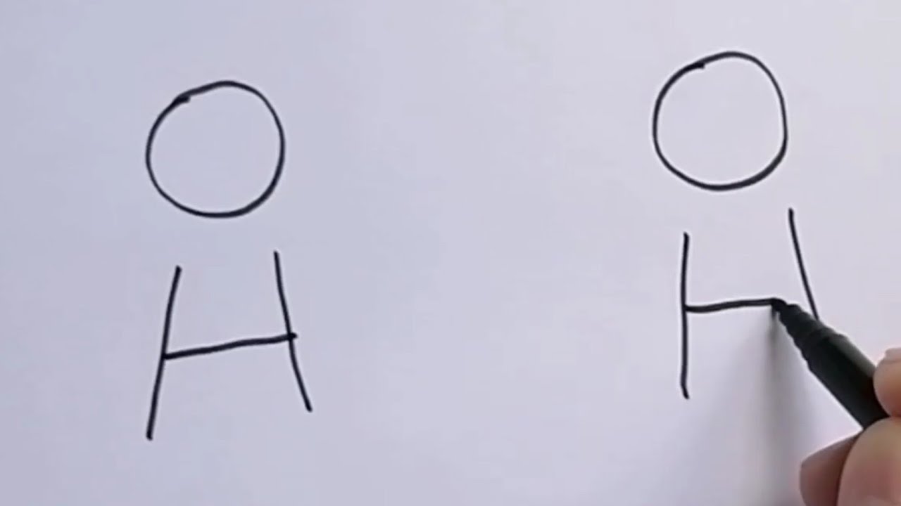 Kolay çocuk çizimi / Kız çizimi / Erkek çizimi