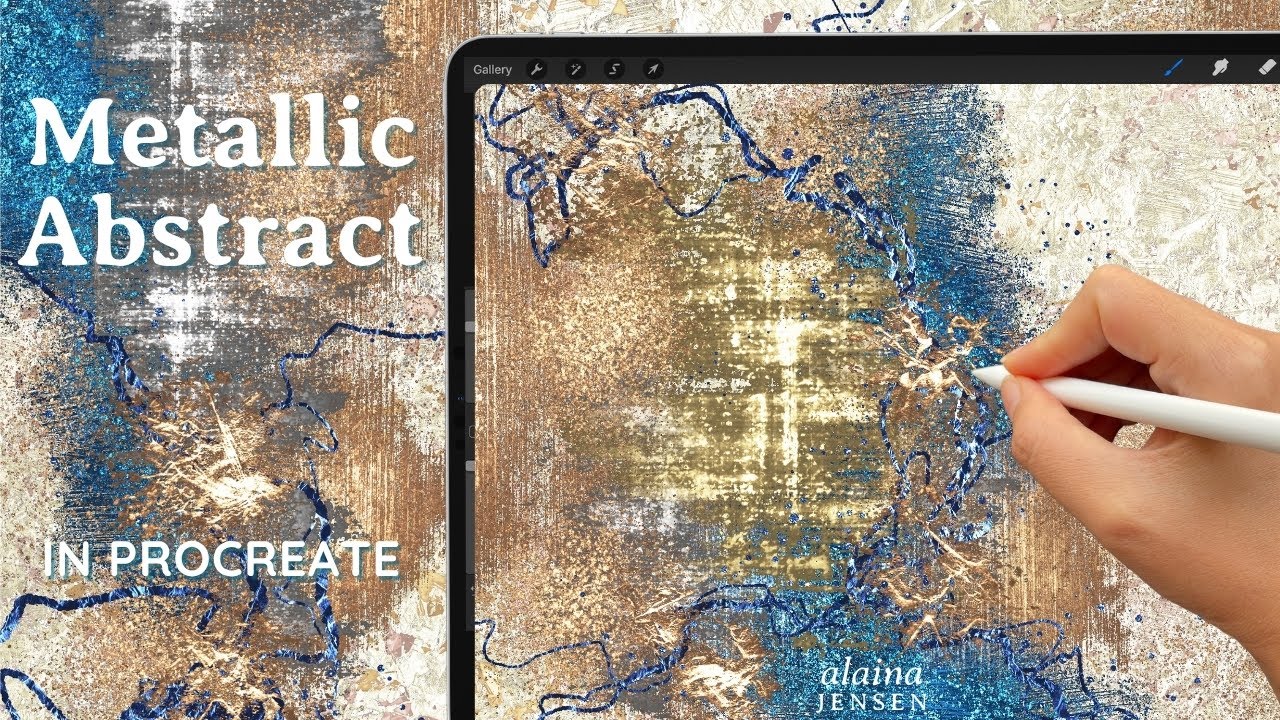 Abstract Art Prompt: Explore new brushes in Procreate 5.4 | Metallic art with Gold Rush brushes