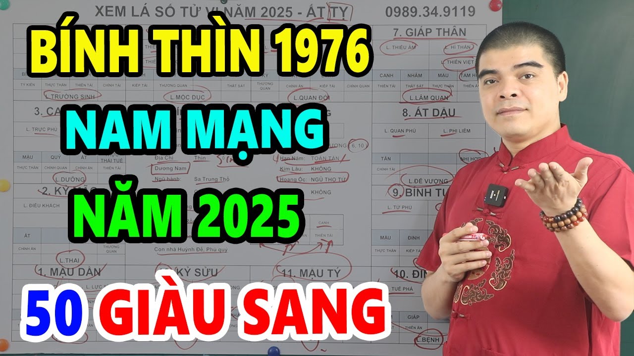 Tử Vi Tuổi Bính Thìn 1976 Nam Mạng Năm 2025, Số Mệnh Giàu Sang, 50 Tiền Về Ngập Két
