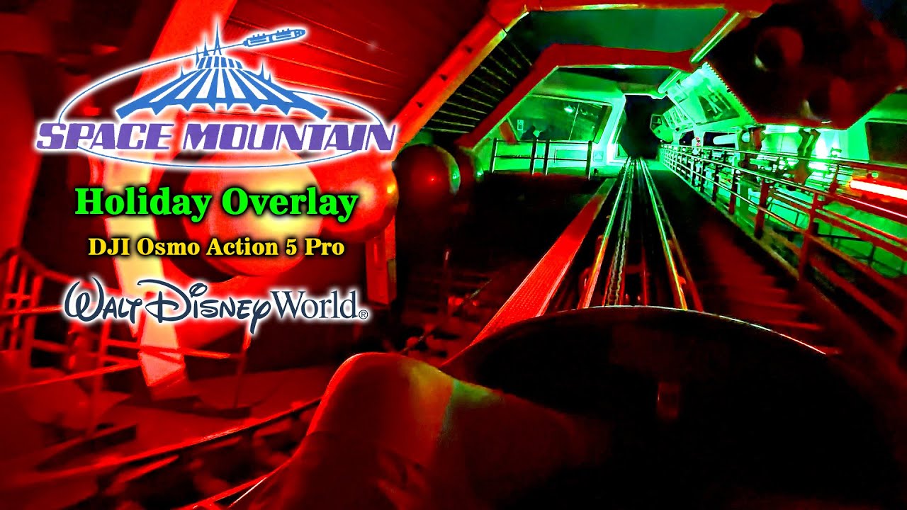 Space Mountain with Holiday Overlay Front Seat 4K POV DJI Action 5 Pro Walt Disney World 2024 12 31