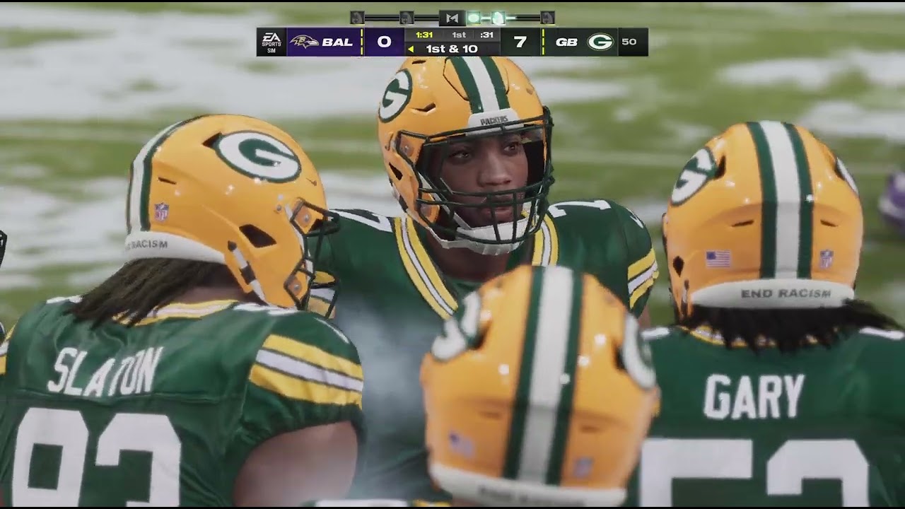 Ravens vs Packers Madden 24 Snowy Gameplay