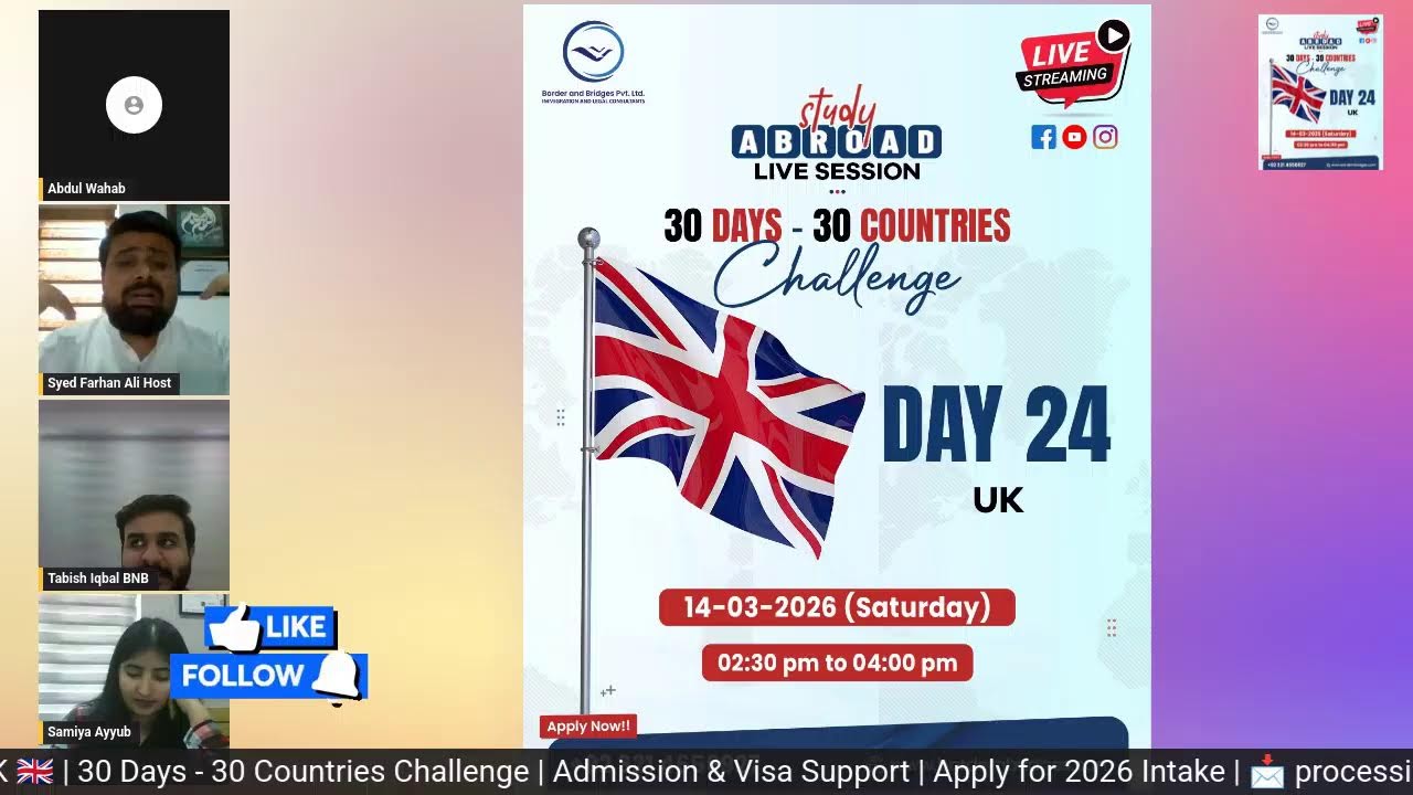 Study in the UK 2026 | Complete Admission & Visa Guide | Day 24 Challenge | LIVE