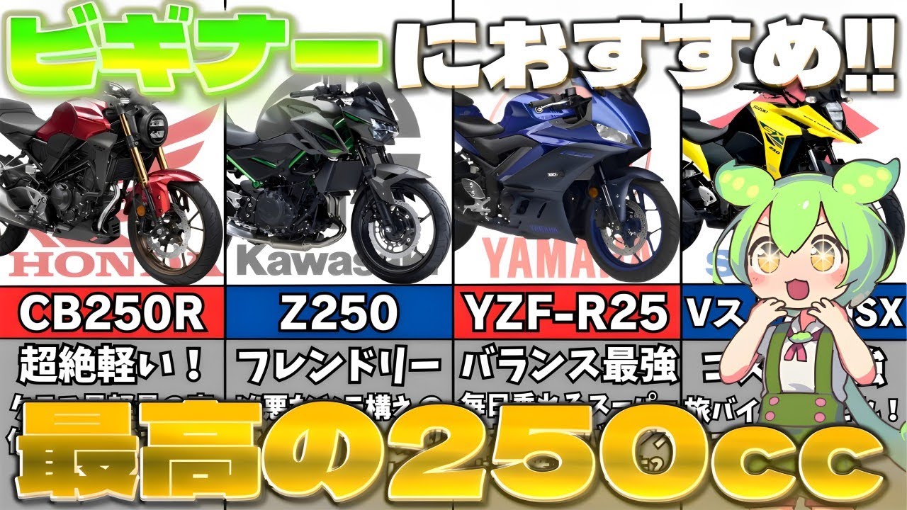 「これ買ってれば間違いない！」250ccおすすめバイク6選を紹介するのだ！【250㏄現行おすすめバイク】