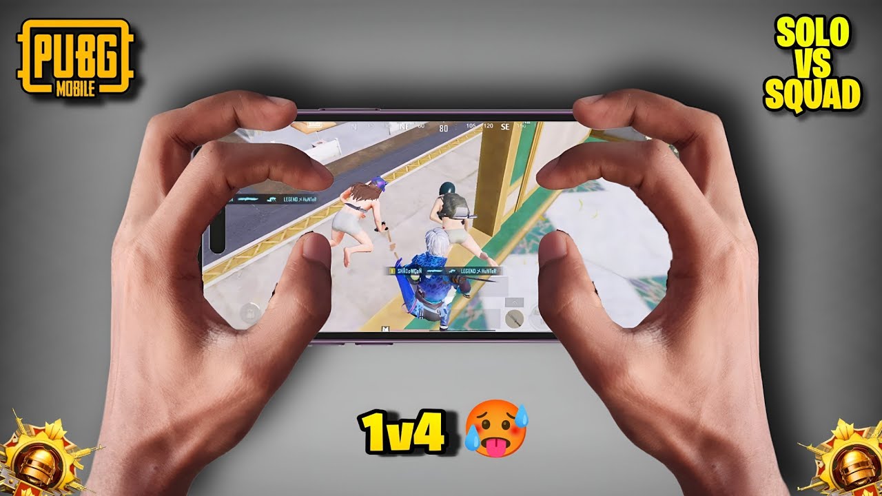 Iqooz10x 🔥 1v4 reflexes 🔥🤯 4 Finger Handcam 😦 ببجي موبايل | PUBG Mobile 🖤