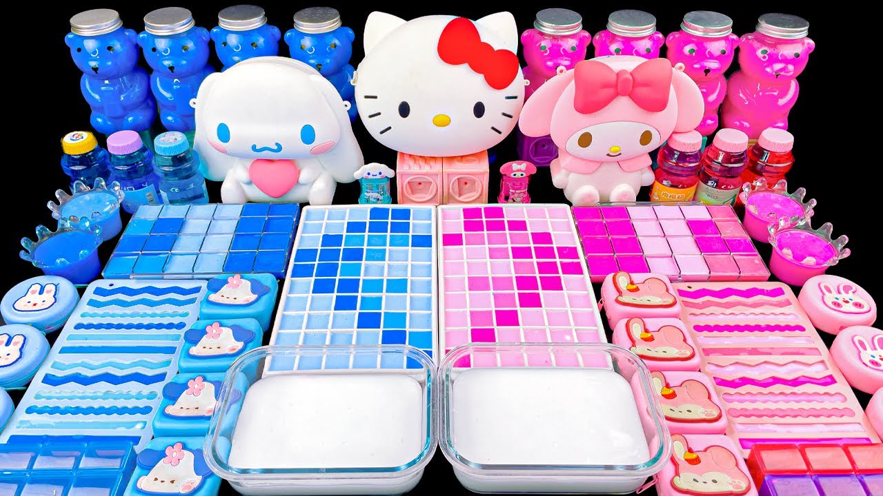 Campuran Slime Pastel Kawaii Sanrio Hello Kitty, My Melody, Cinnamoroll    ASMR Slime Satisfying