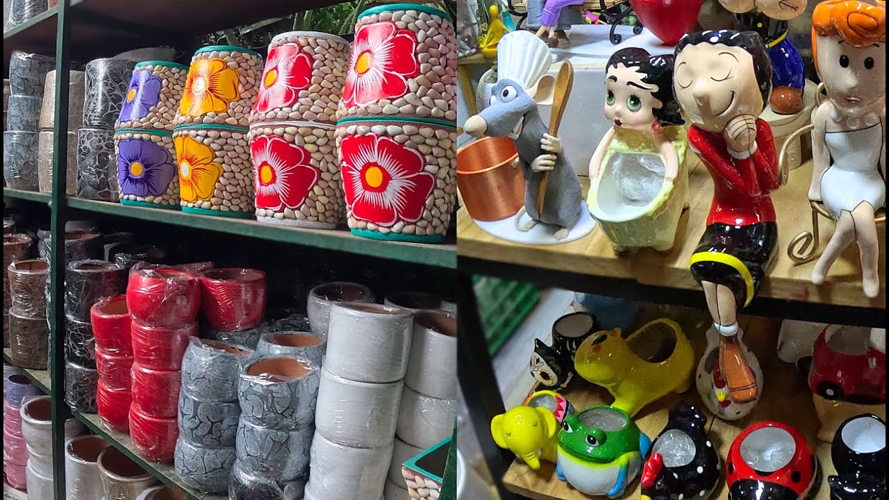 VENTA DE MACETAS COLGANTES DE PLASTICO CEMENTO DECORATIVAS Mercado de Flores Acho Lima Perú 4K UHD