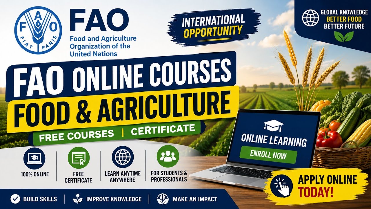 FAO Free Online Courses 2026 | Food & Agriculture Courses with Certificate | Apply Online