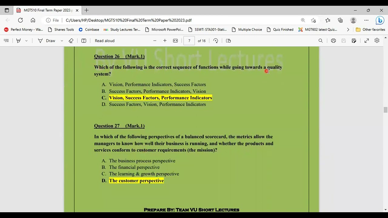 MGT510 Final Term Paper 2023