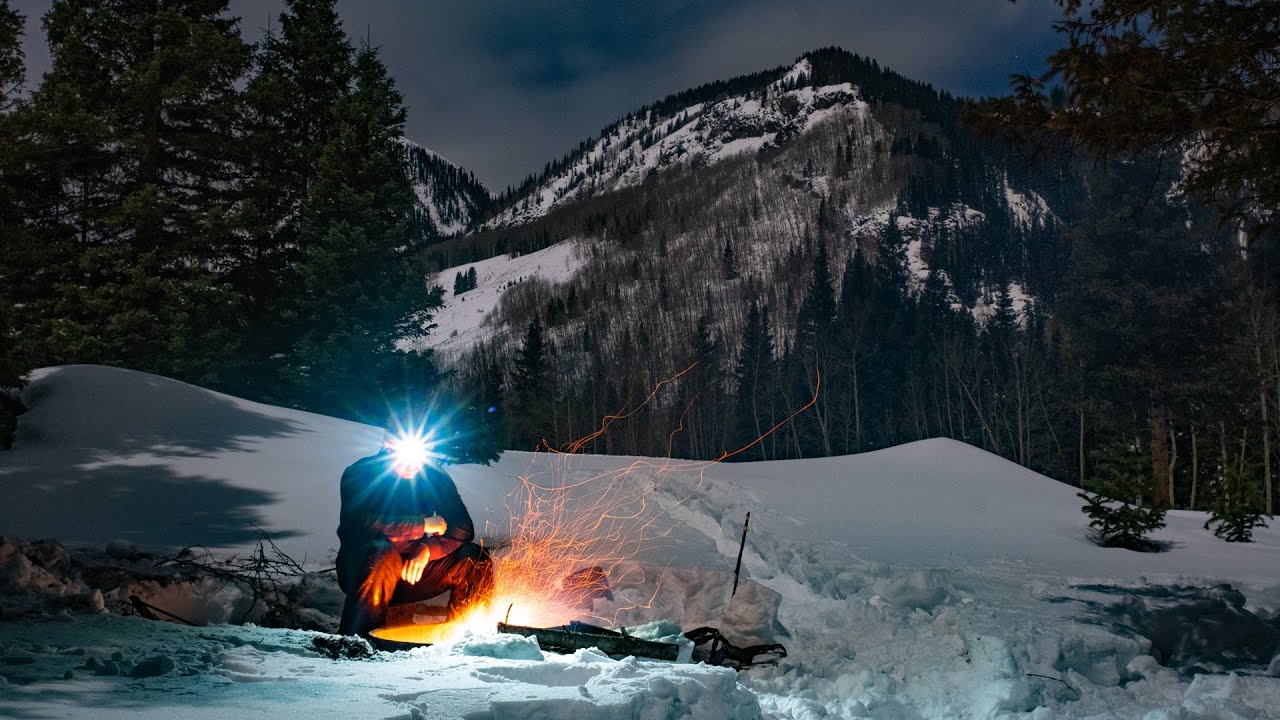 Solo Winter Camping in the Snow Covered Mountains