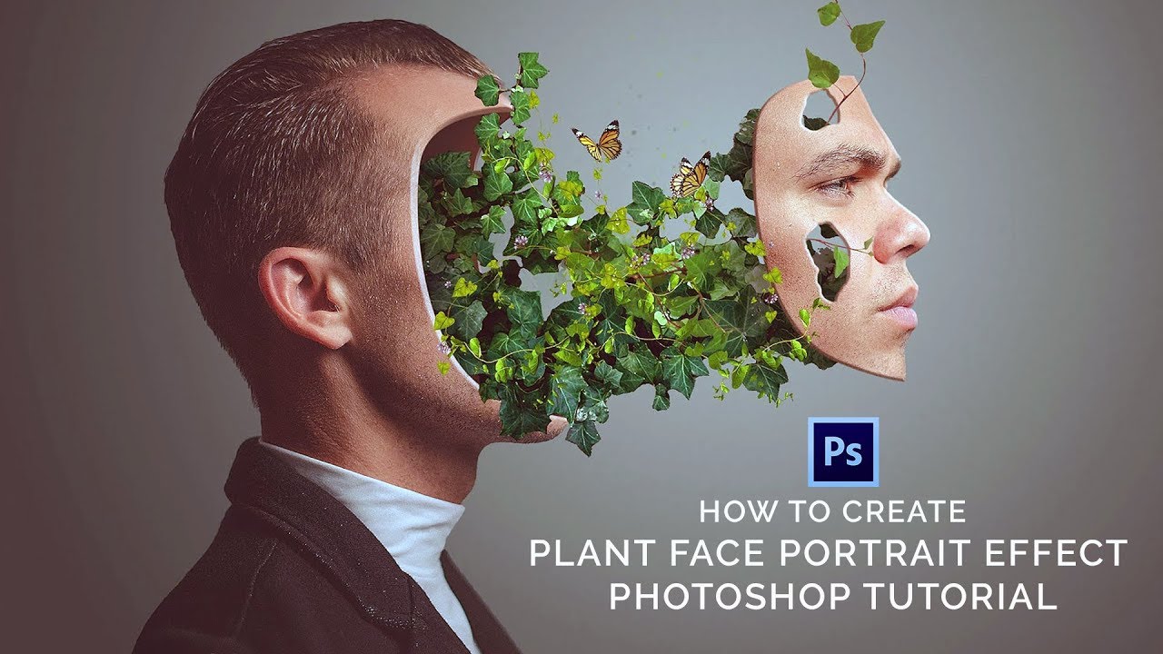 How to Create Plant Face Portrait Effect Photoshop Tutorial