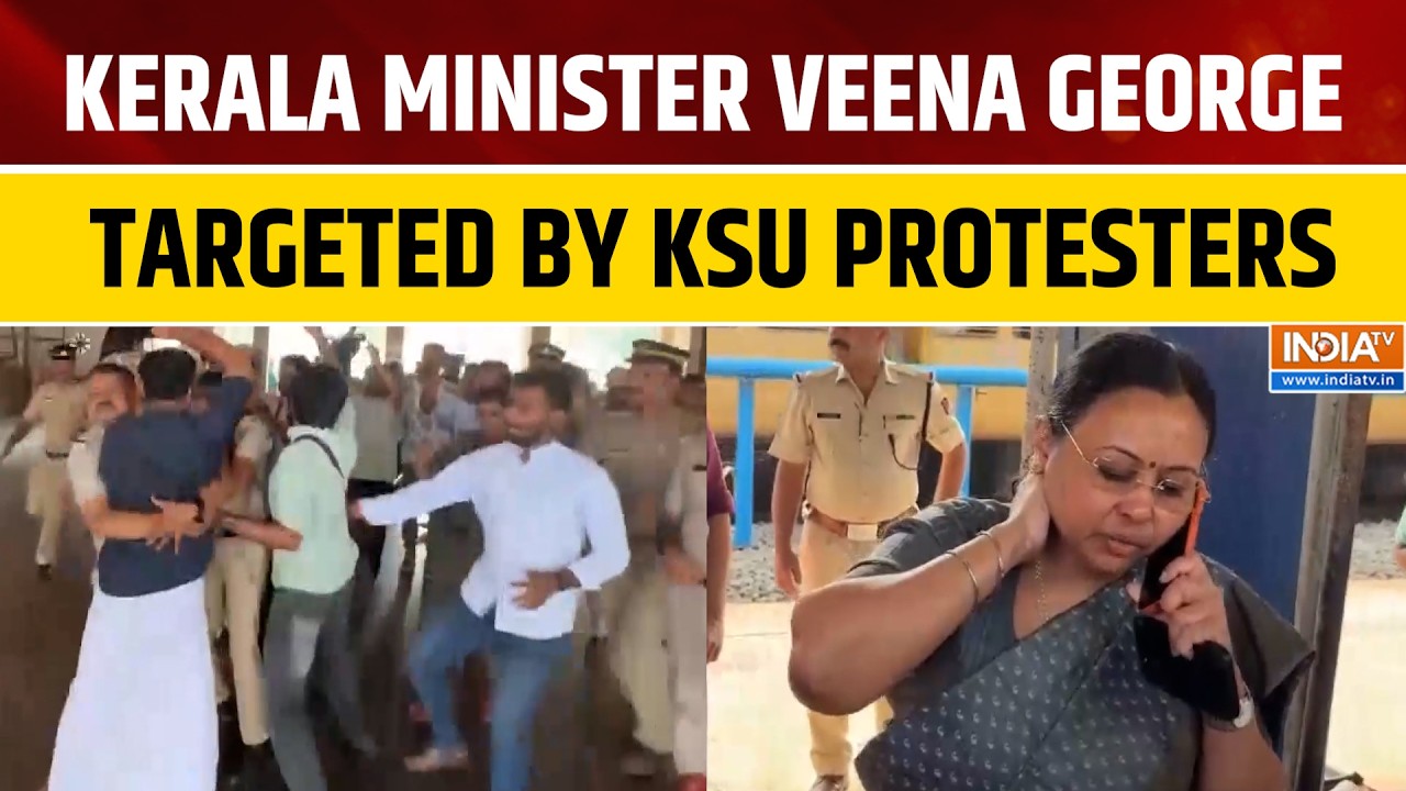 Kerala Health Minister Veena George Injured During KSU Black Flag Protest in Kannur