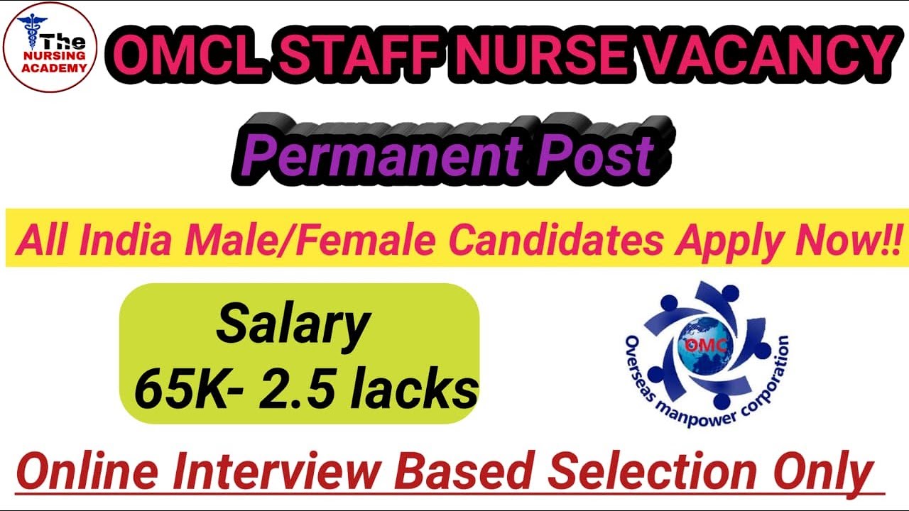 OMCL Staff Nurse Recruitment 2021/Overseas Manpower Corporation Limited staff nurse vacancy 2021