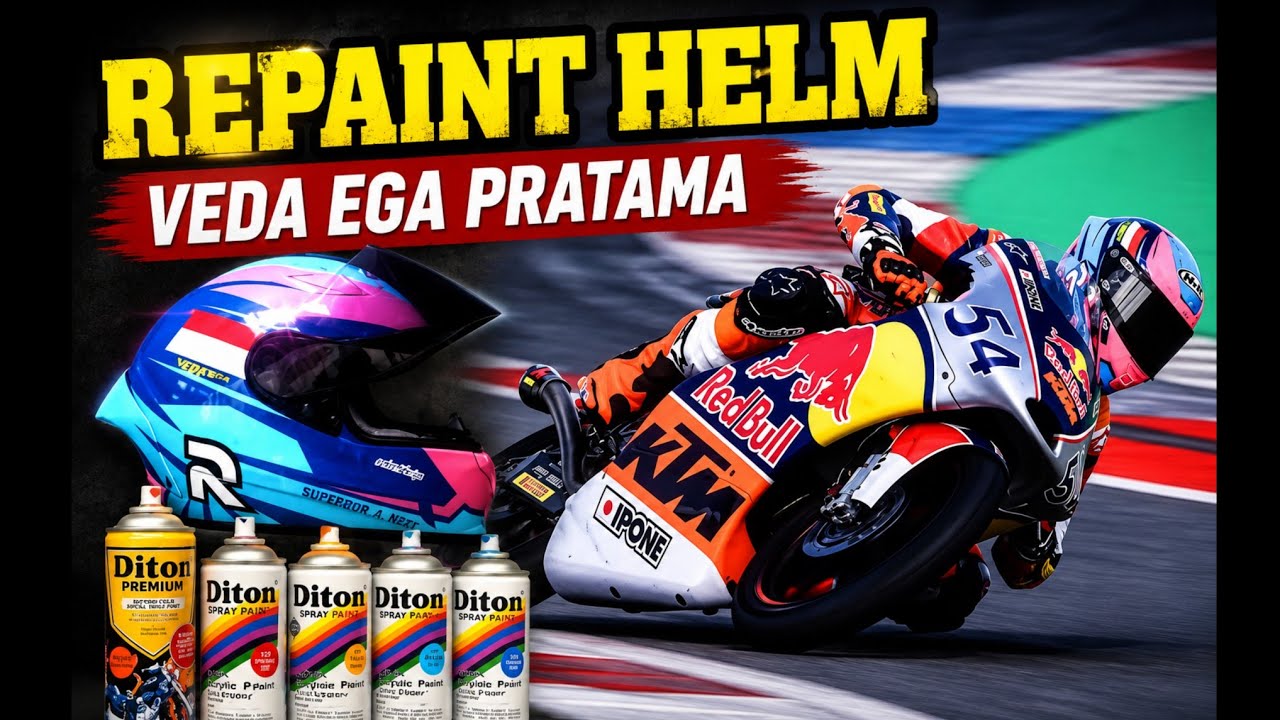Repaint helm full face cat semprot aerosol Veda Ega Pratama 