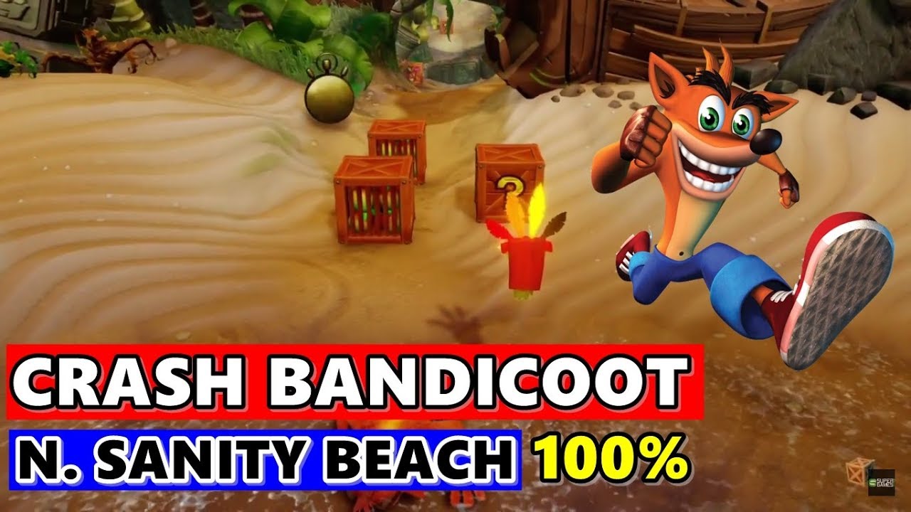 🔴 Crash Bandicoot - N. Sanity Trilogy - N. Sanity Beach 100% (Diamante - Gem)
