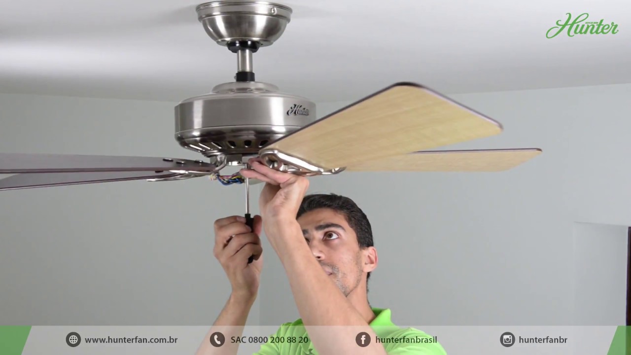 HUNTER- Guia de montagem e instalação do ventilador.