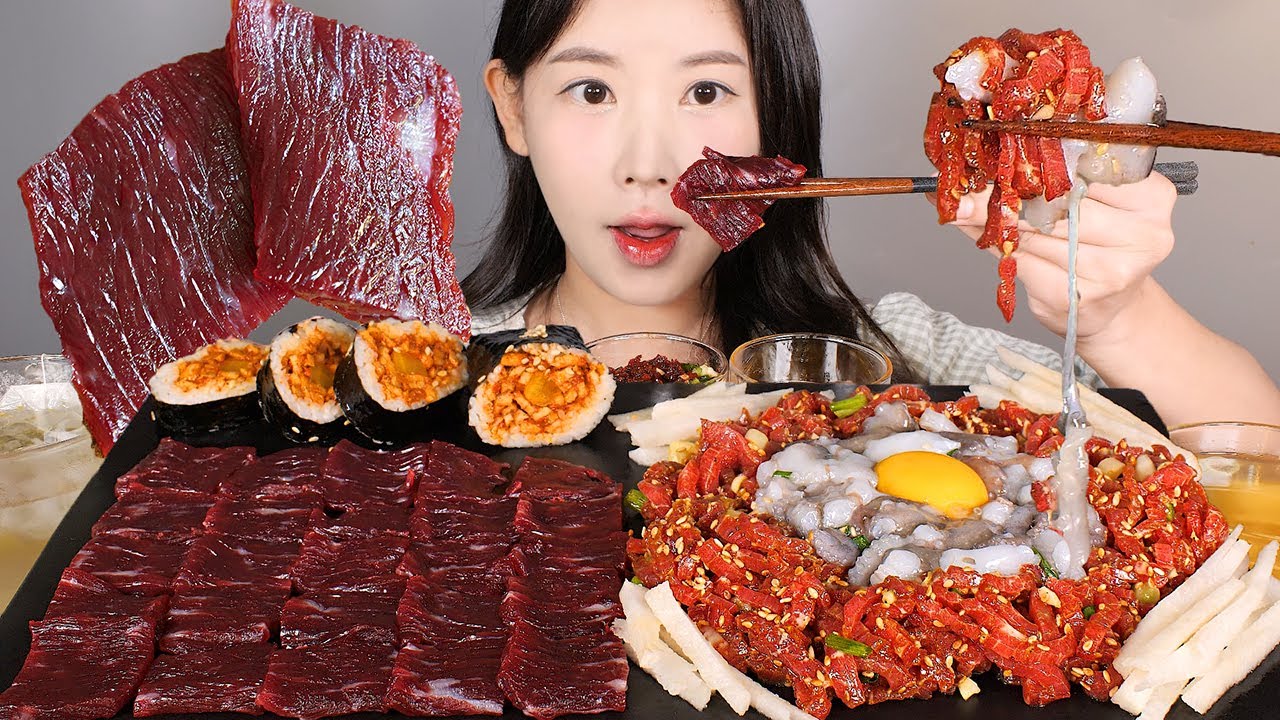추워지니 생각났어요..🍂 육회탕탕이 뭉티기 먹방 Raw Beef & Raw Octopus [eating show] mukbang korean food