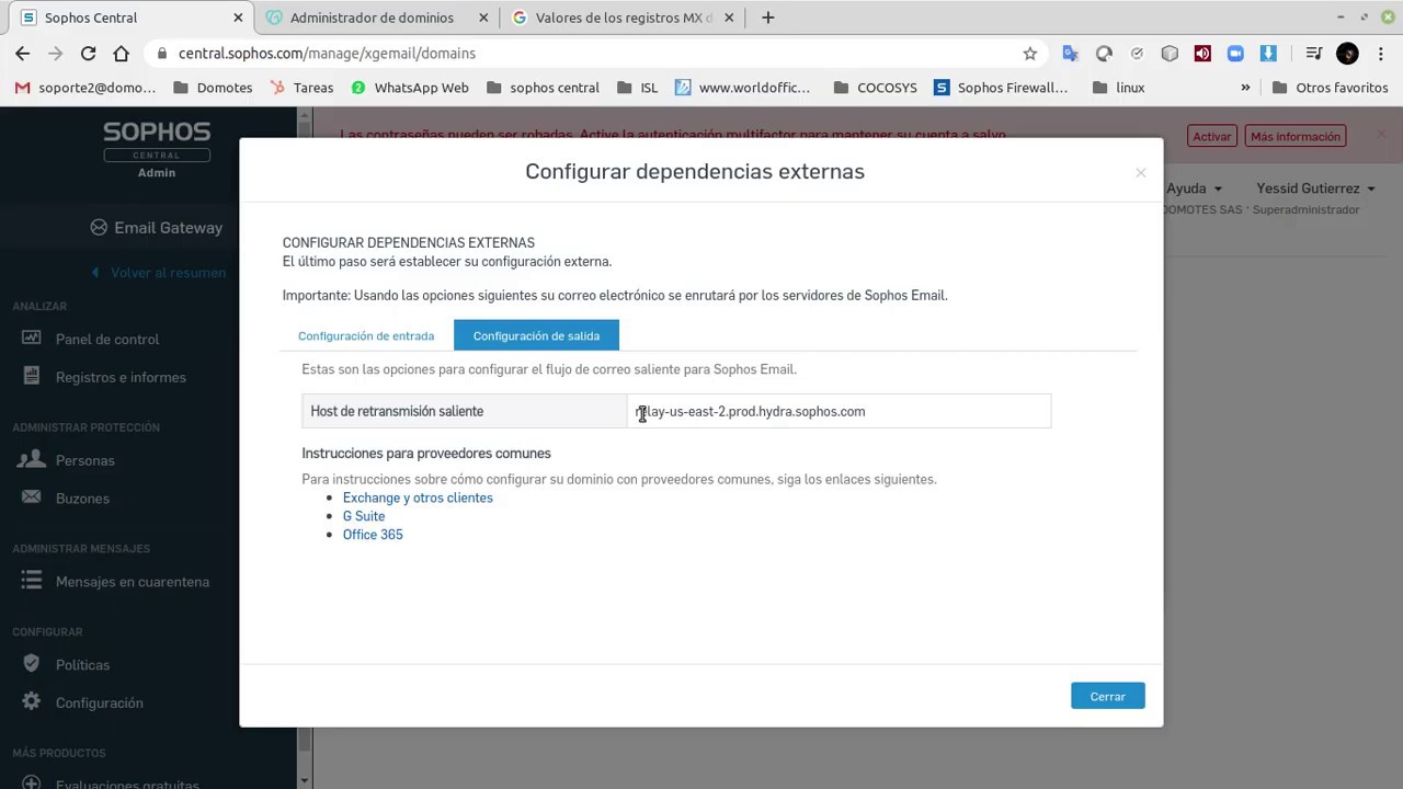 Cómo configurar Sophos Email para Google Workspace