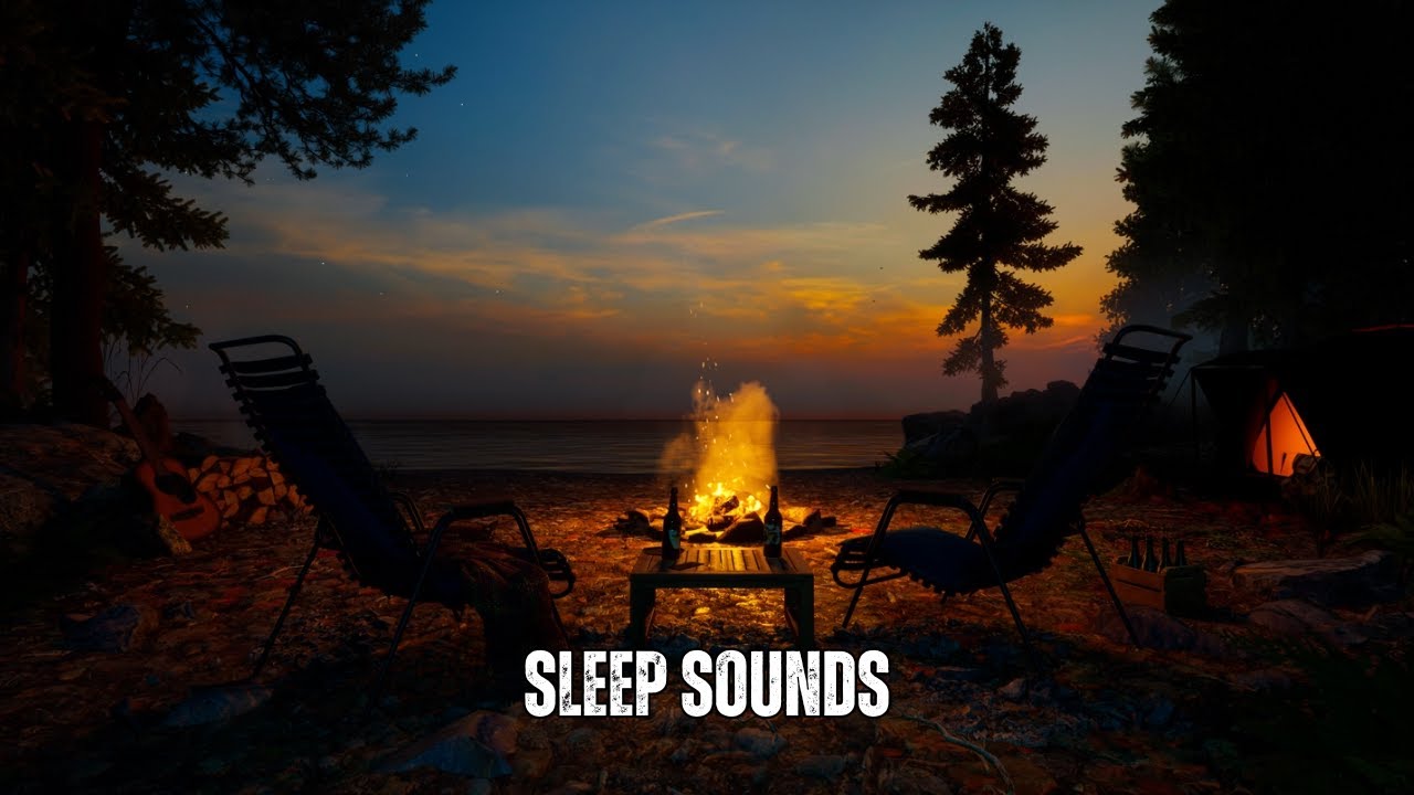 Campfire Sounds with Sea Waves | Relax, Sleep, Unwind (2H)