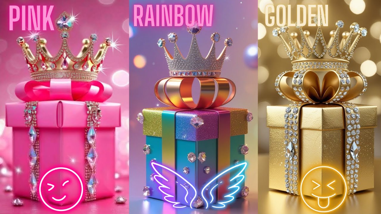 🎁 Choose Your Gift Box! Pink 💖 vs Rainbow 🌈 vs Golden 🟡 | One Is Shocking! | Gift Wow