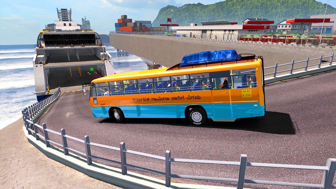 KSRTC Rural Bus Journey | Ferry Ride | ETS2 with Bus Mod