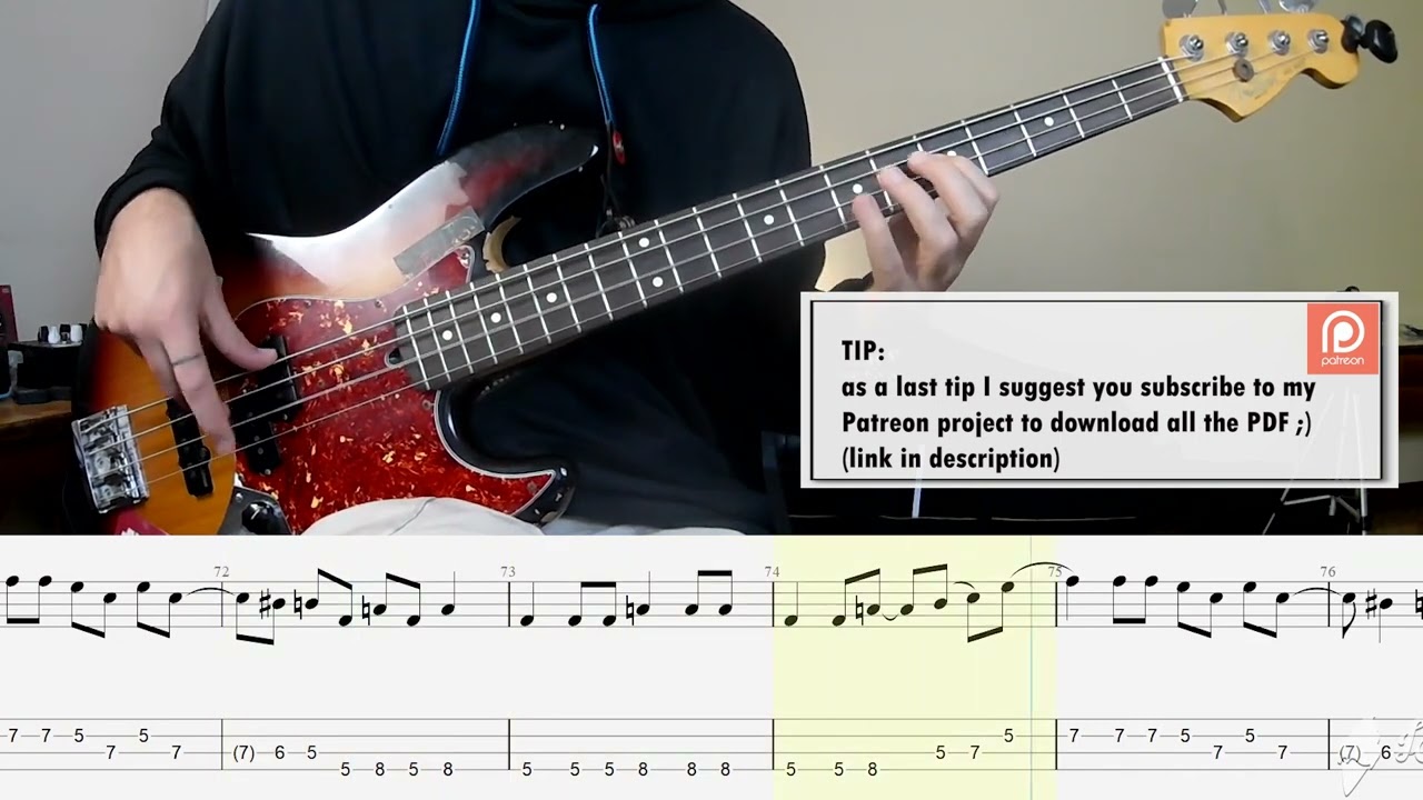 Nirvana - Lithium BASS COVER + PLAY ALONG TAB + SCORE