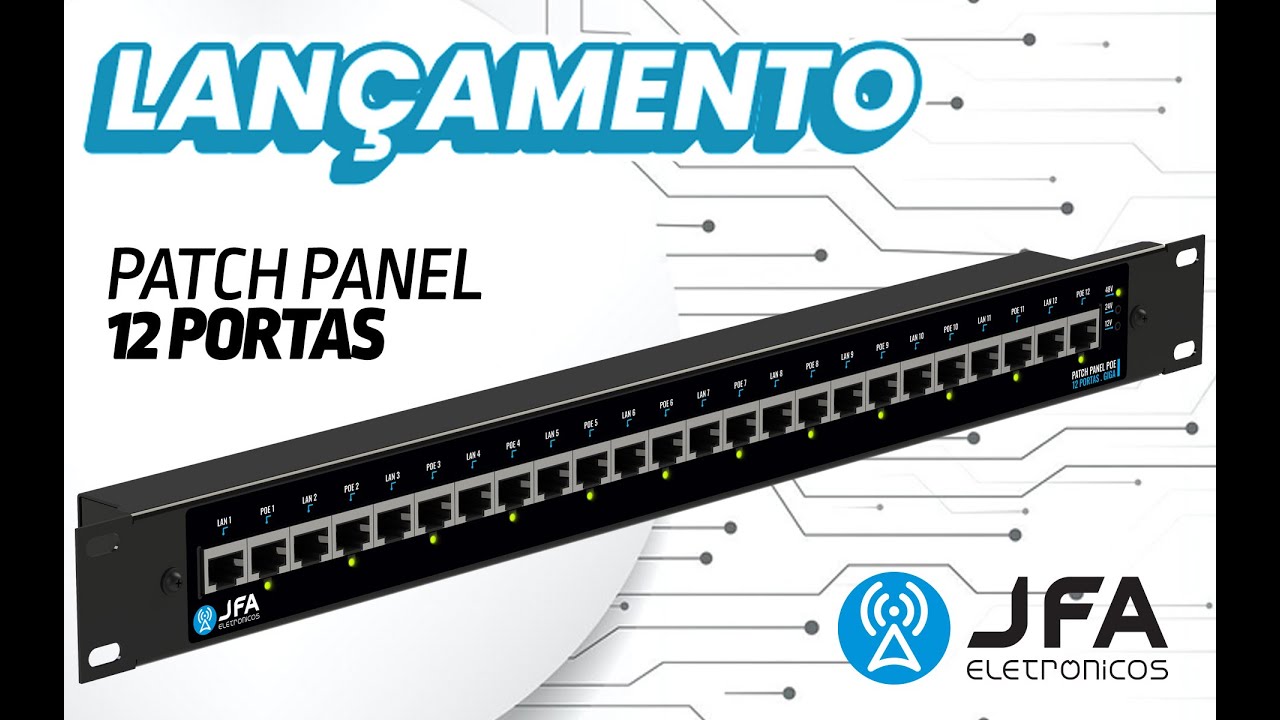 Patch Panel R&eacute;gua PoE GIGA com 12 portas