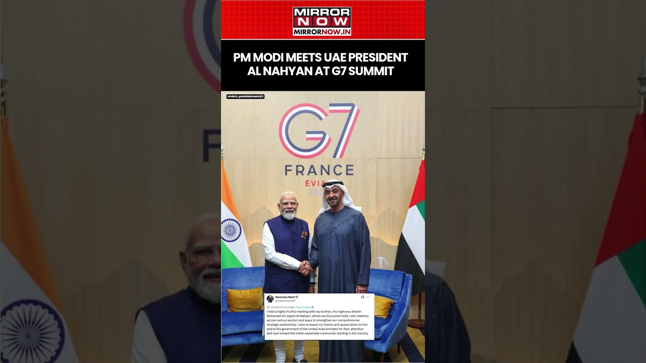 PM Modi Meets UAE President Mohd Al Nahyan At G7 Summit, Invites Him To Attend BRICS Summit #shorts