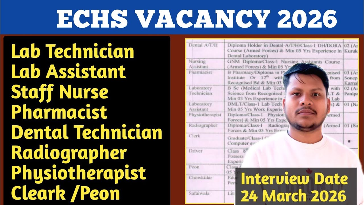 Echs Paramedical & Medical Vacancy 2026 | Echs Recruitment 2026 | lab technician vacancy 2025 |