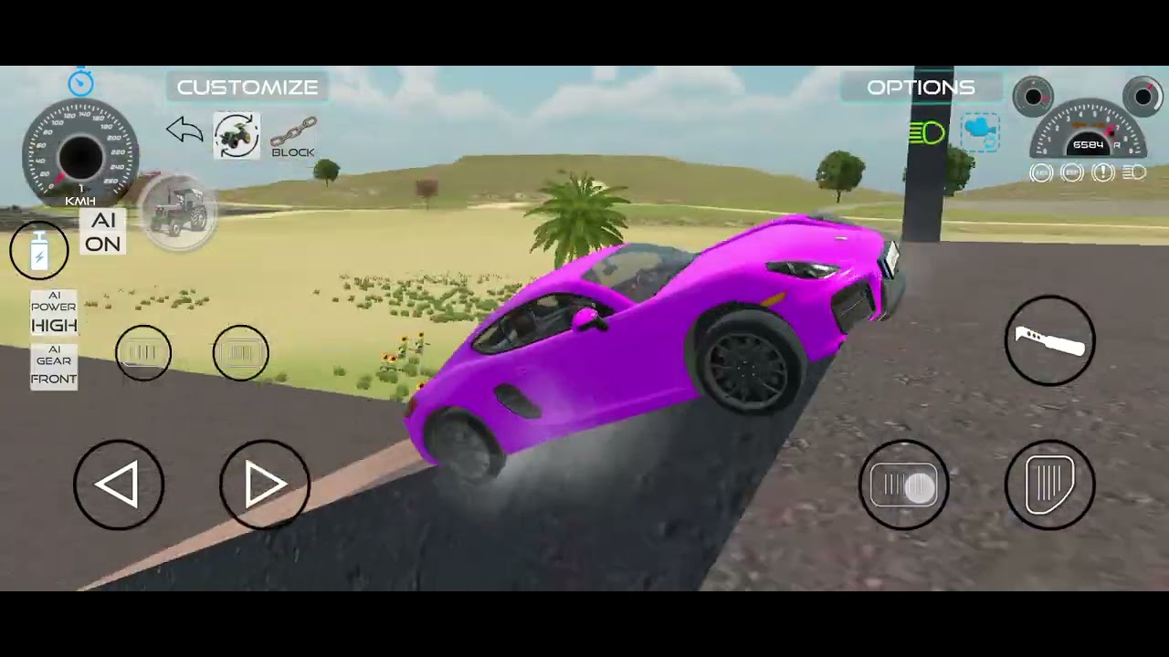 Pink porsche Car Stunt rides only near rail tracks 